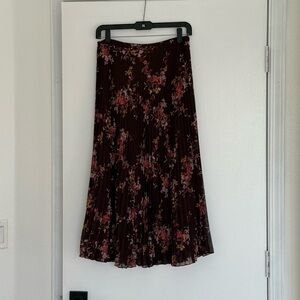 Garnet Hill Floral Pleated Midi Skirt